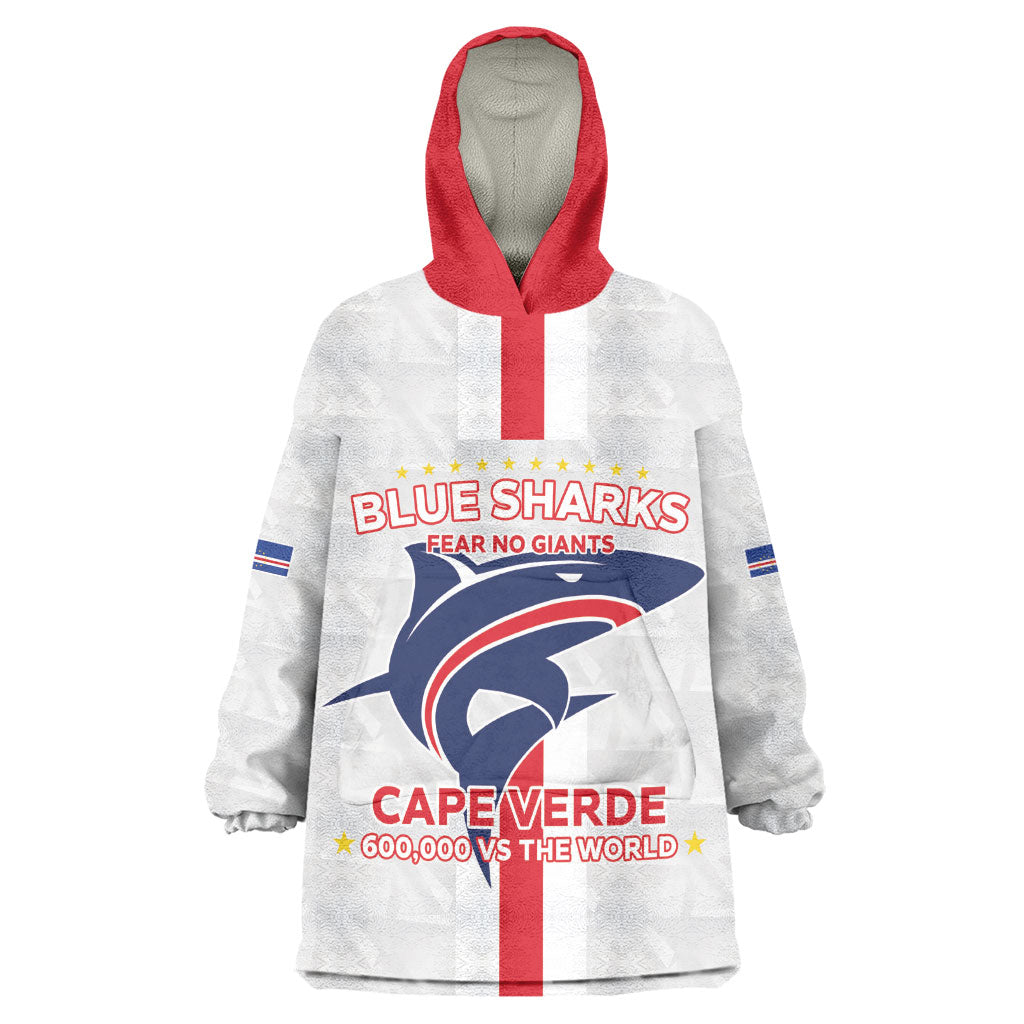 Custom Cabo Verde Kid Wearable Blanket Hoodie Blue Sharks Fear No Giants