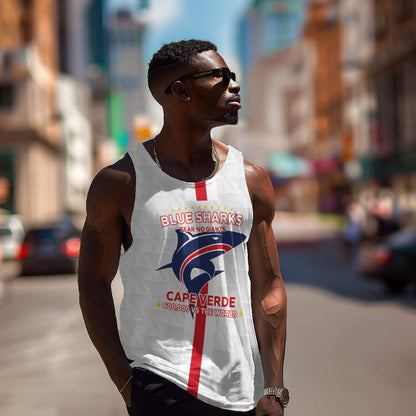 Custom Cabo Verde Men Tank Top Blue Sharks Fear No Giants