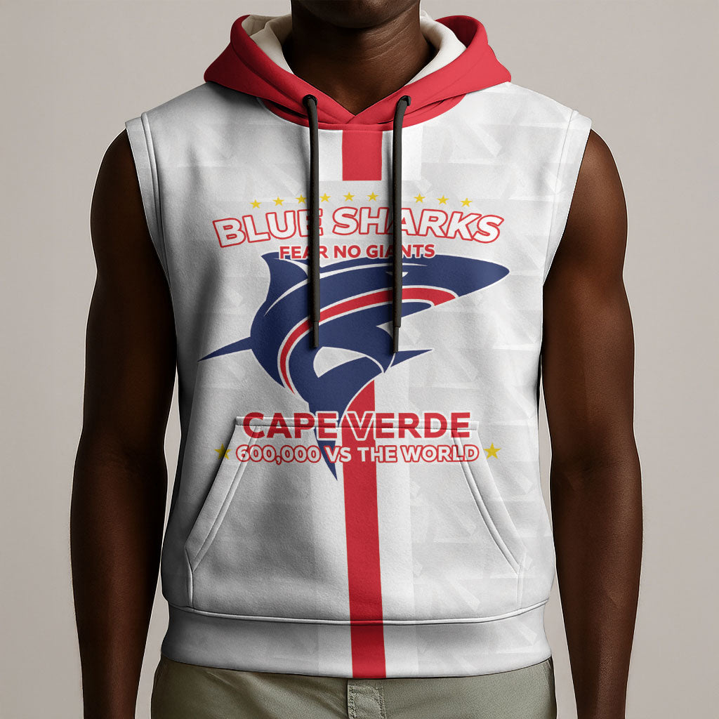 Custom Cabo Verde Sleeveless Hoodie Blue Sharks Fear No Giants