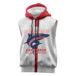 Custom Cabo Verde Sleeveless Zip Hoodie Blue Sharks Fear No Giants