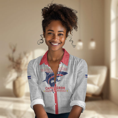 Custom Cabo Verde Women Casual Shirt Blue Sharks Fear No Giants
