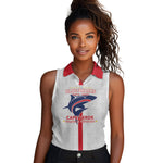 Custom Cabo Verde Women Sleeveless Polo Shirt Blue Sharks Fear No Giants