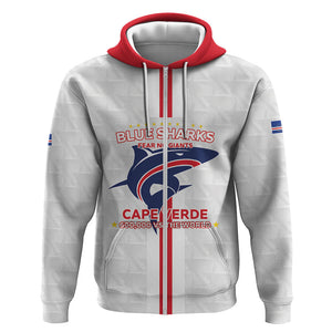 Custom Cabo Verde Zip Hoodie Blue Sharks Fear No Giants