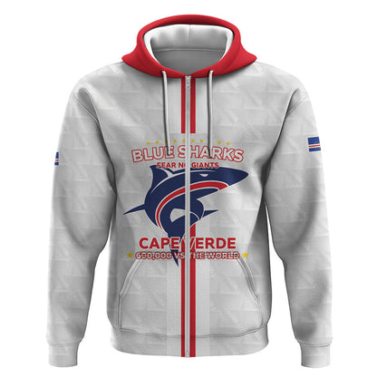 Custom Cabo Verde Zip Hoodie Blue Sharks Fear No Giants