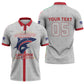 Custom Cabo Verde Zipper Polo Shirt Blue Sharks Fear No Giants