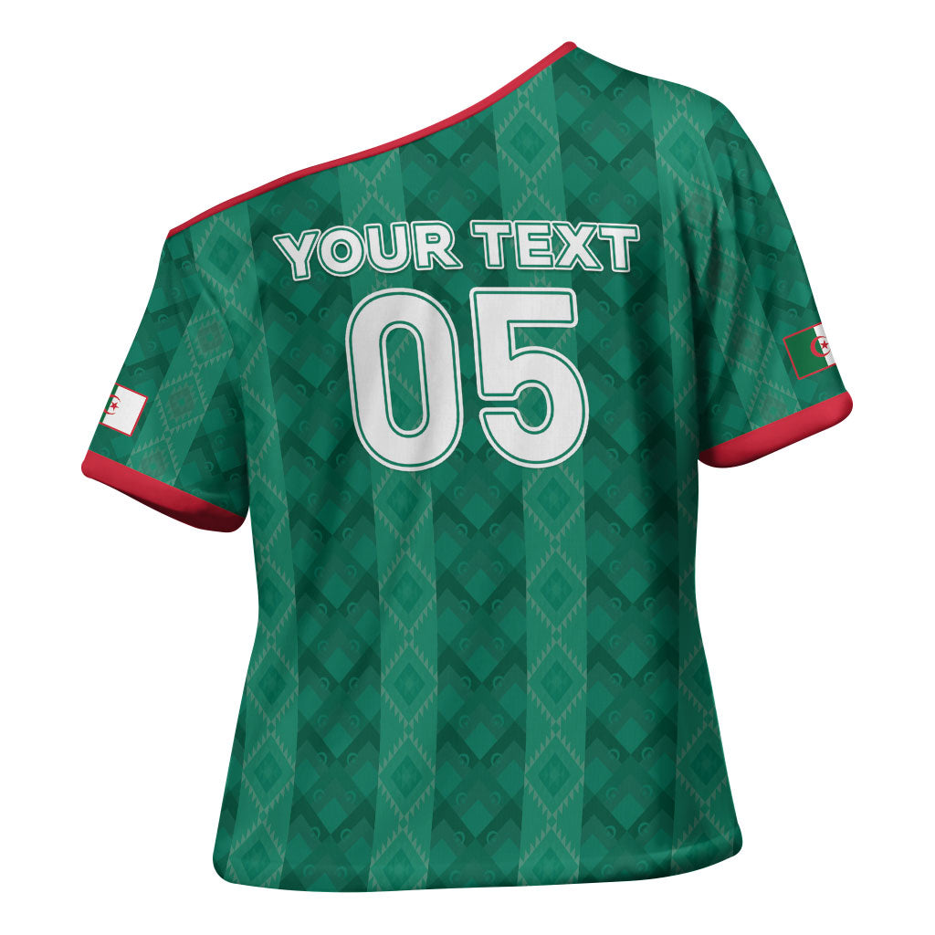 Custom Algeria Football 2026 Cross Shoulder Shirt Algerian Geometric Patterns