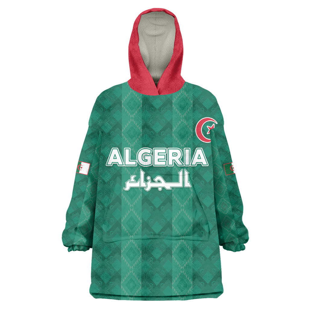 Custom Algeria Football 2026 Kid Wearable Blanket Hoodie Algerian Geometric Patterns