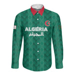 Custom Algeria Football 2026 Long Sleeve Button Shirt Algerian Geometric Patterns