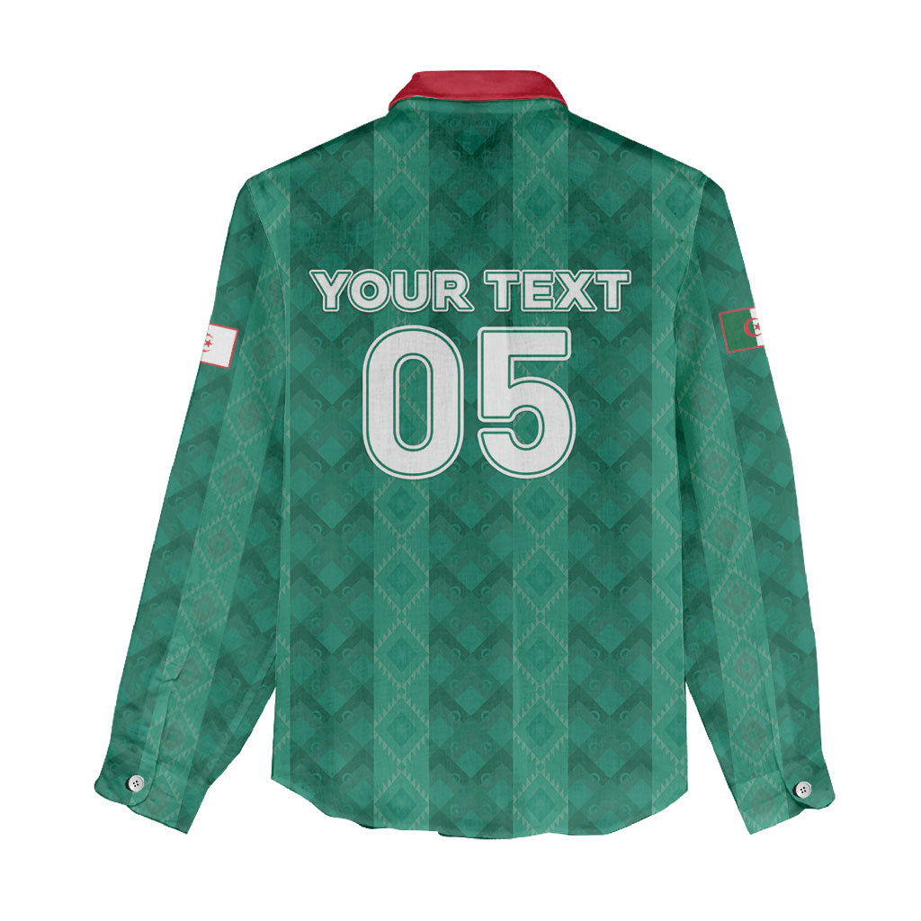 Custom Algeria Football 2026 Women Casual Shirt Algerian Geometric Patterns