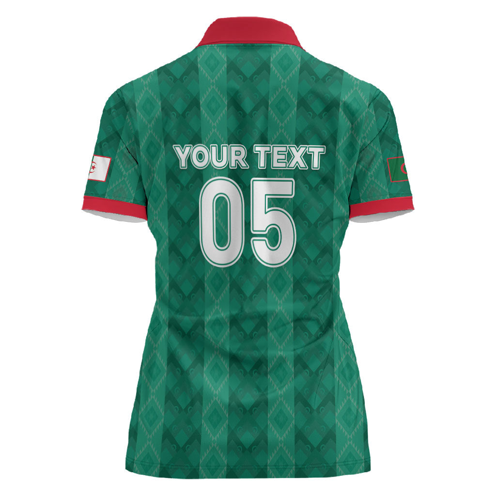 Custom Algeria Football 2026 Women Polo Shirt Algerian Geometric Patterns