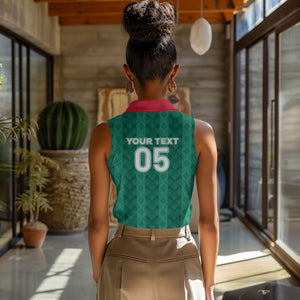 Custom Algeria Football 2026 Women Sleeveless Polo Shirt Algerian Geometric Patterns