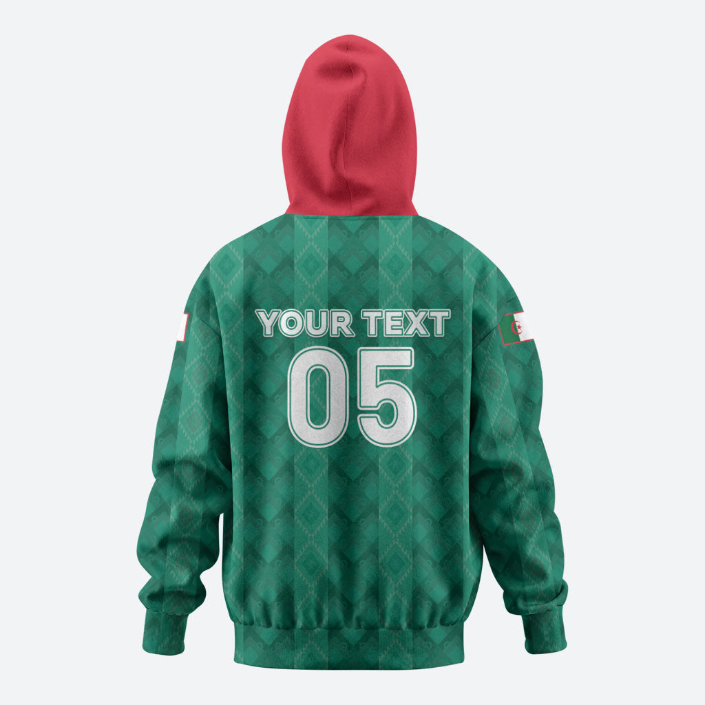 Custom Algeria Football 2026 Zip Hoodie Algerian Geometric Patterns