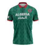 Custom Algeria Football 2026 Zipper Polo Shirt Algerian Geometric Patterns
