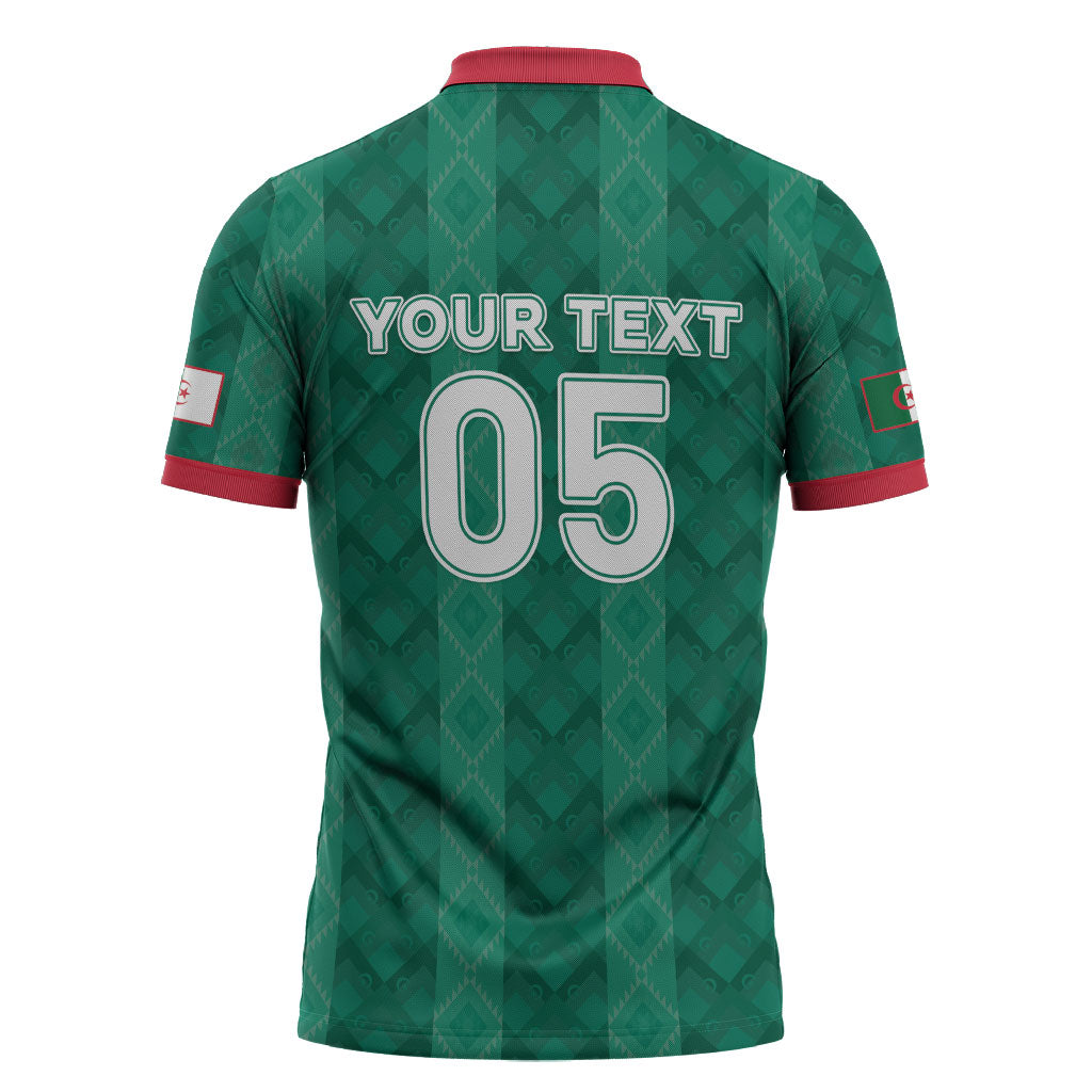 Custom Algeria Football 2026 Zipper Polo Shirt Algerian Geometric Patterns