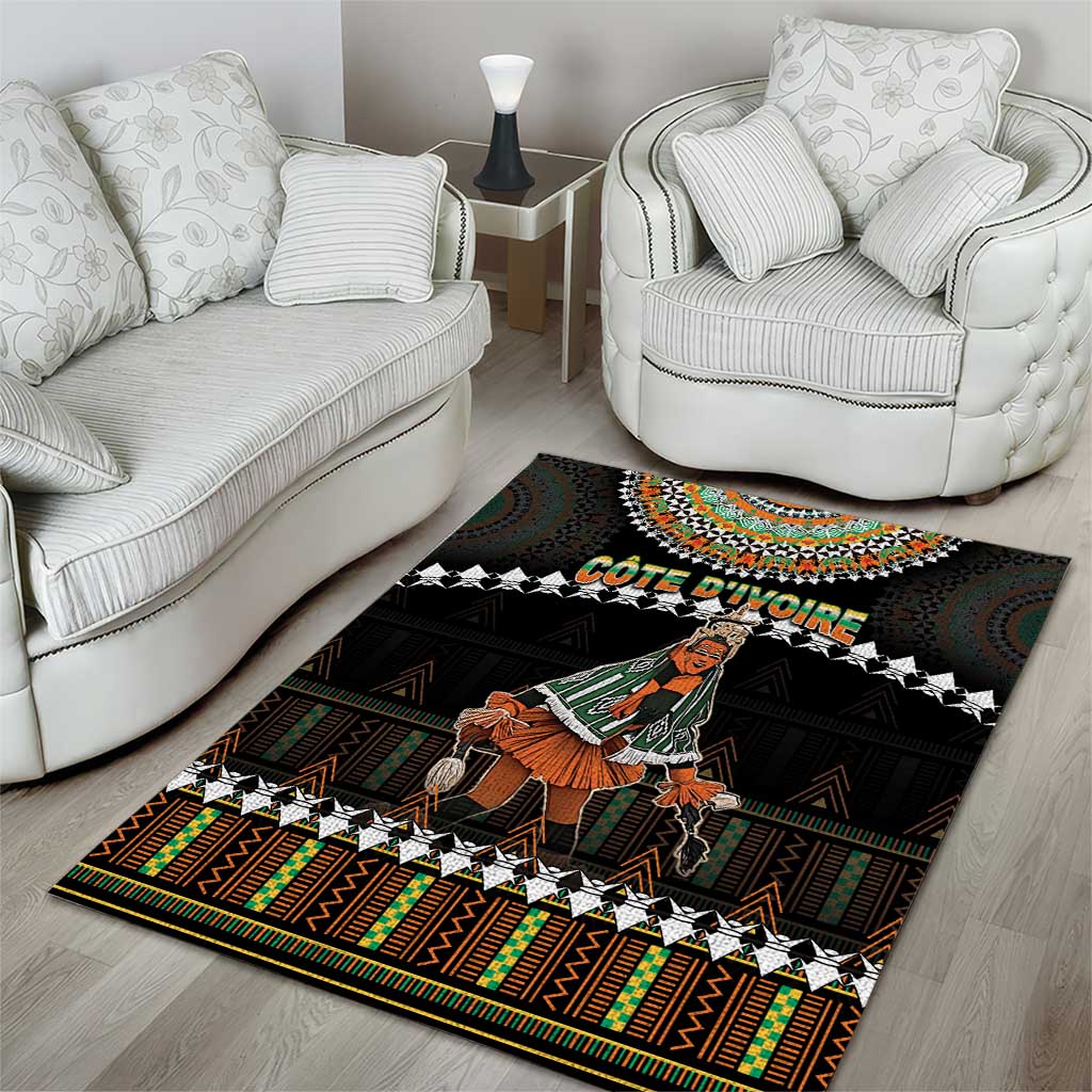 Ivory Coast Festival Of Masks Area Rug Traditional Zaouli Dance