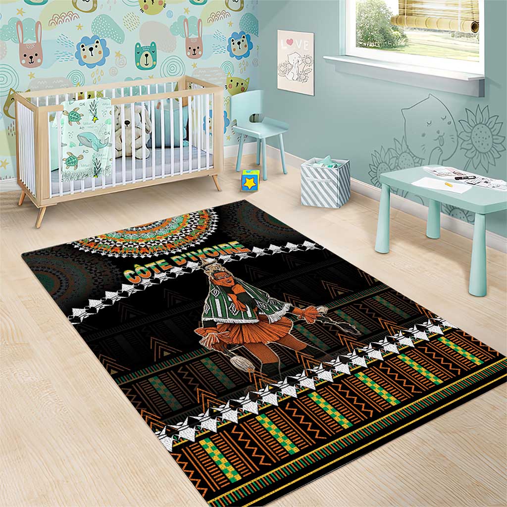 Ivory Coast Festival Of Masks Area Rug Traditional Zaouli Dance