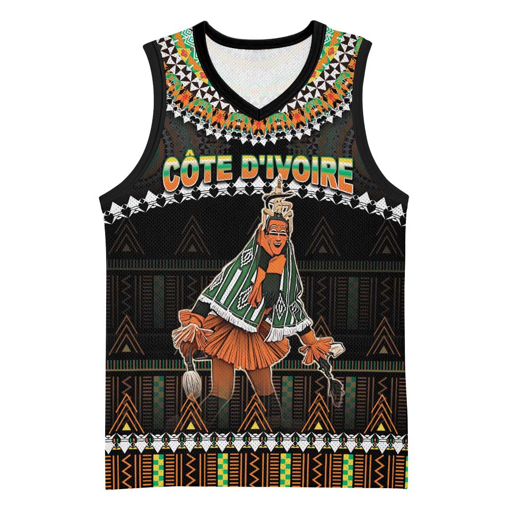 Ivory Coast Festival Of Masks Basketball Jersey Traditional Zaouli Dance - African Pride