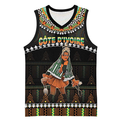 Ivory Coast Festival Of Masks Basketball Jersey Traditional Zaouli Dance - African Pride