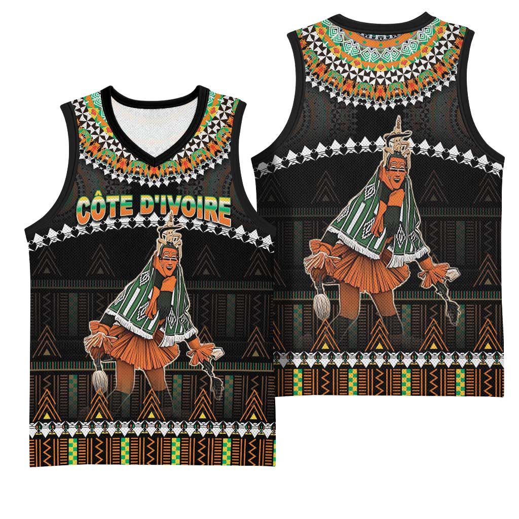 Ivory Coast Festival Of Masks Basketball Jersey Traditional Zaouli Dance - African Pride