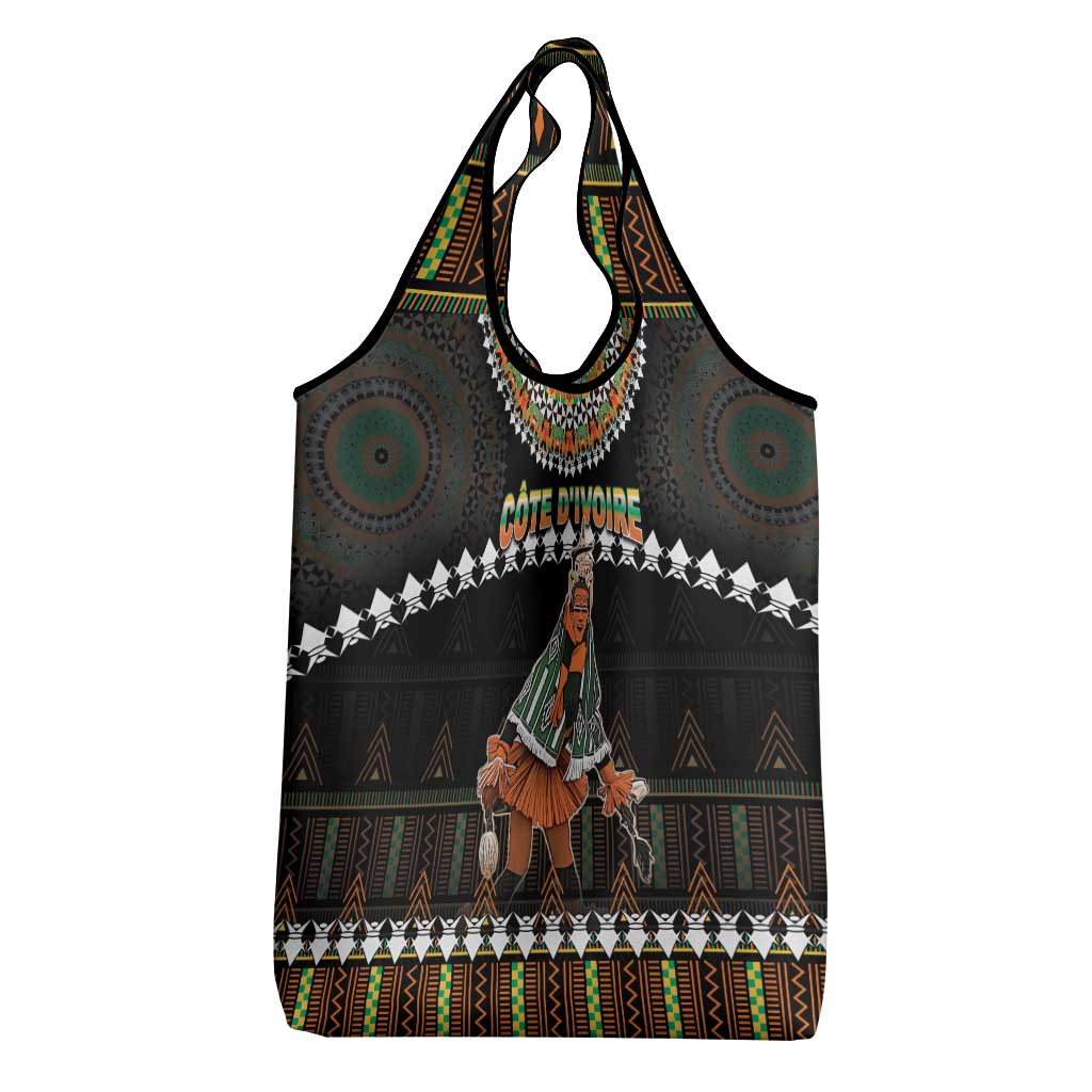 Ivory Coast Festival Of Masks Grocery Bag Traditional Zaouli Dance