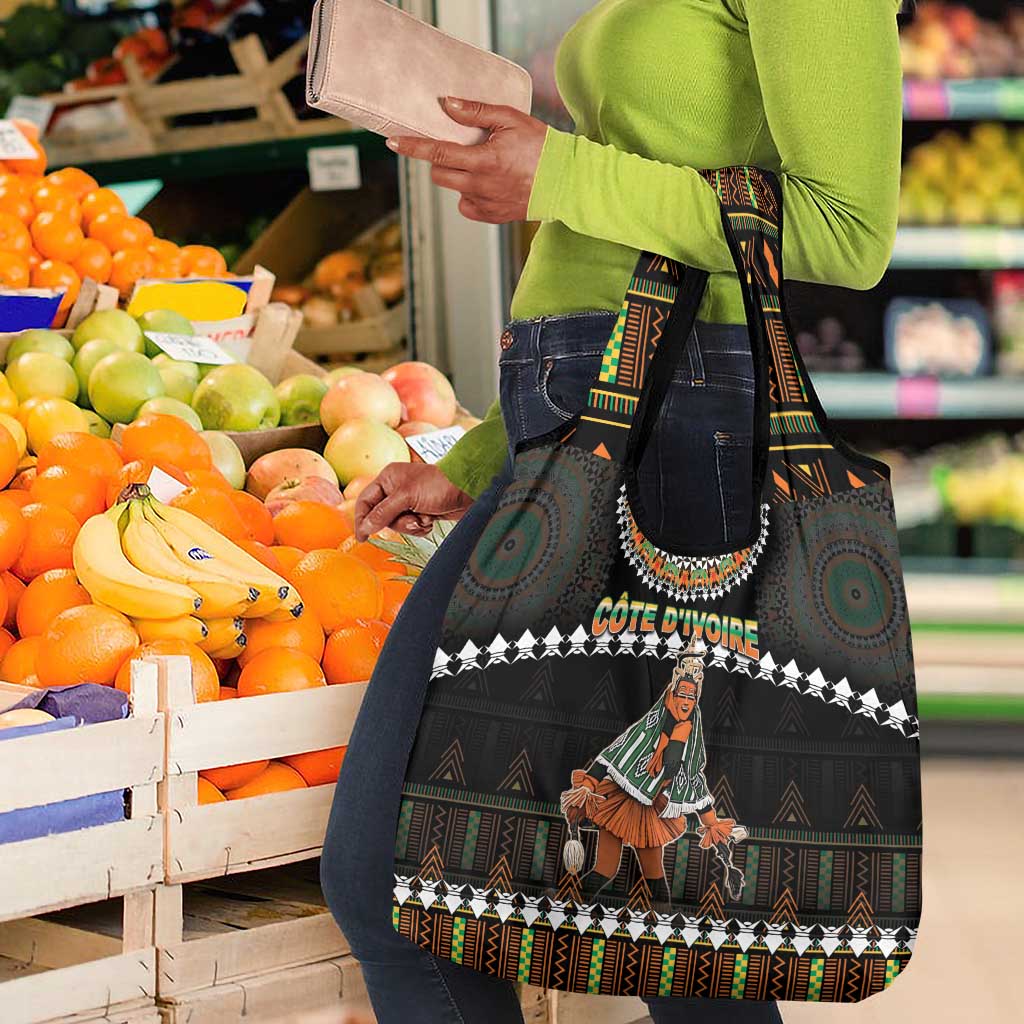 Ivory Coast Festival Of Masks Grocery Bag Traditional Zaouli Dance