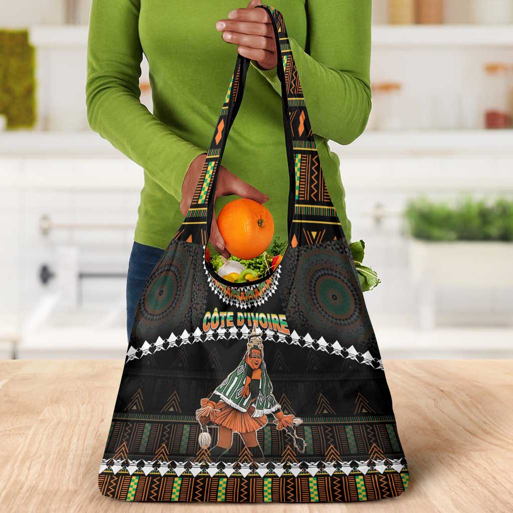 Ivory Coast Festival Of Masks Grocery Bag Traditional Zaouli Dance