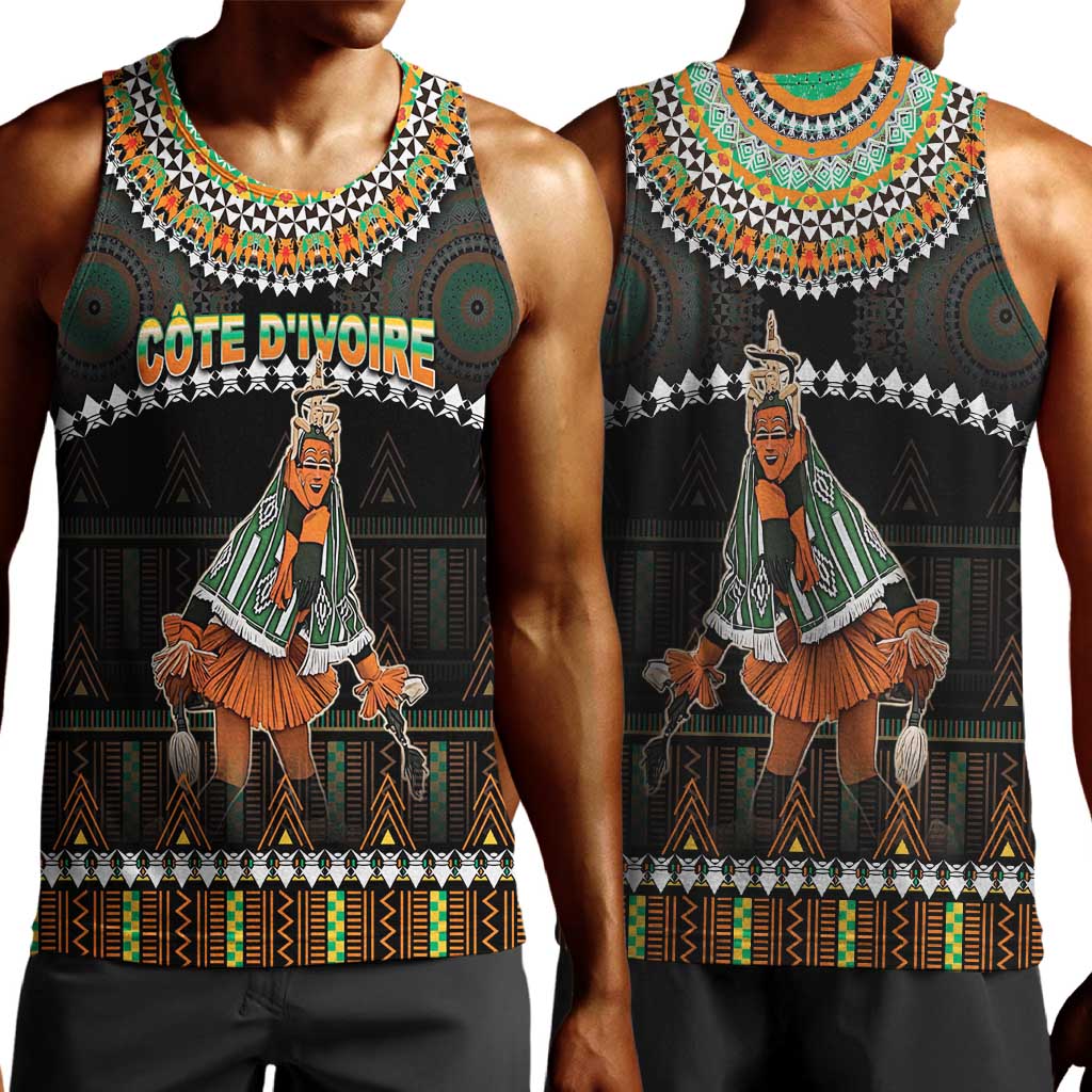 Ivory Coast Festival Of Masks Men Tank Top Traditional Zaouli Dance