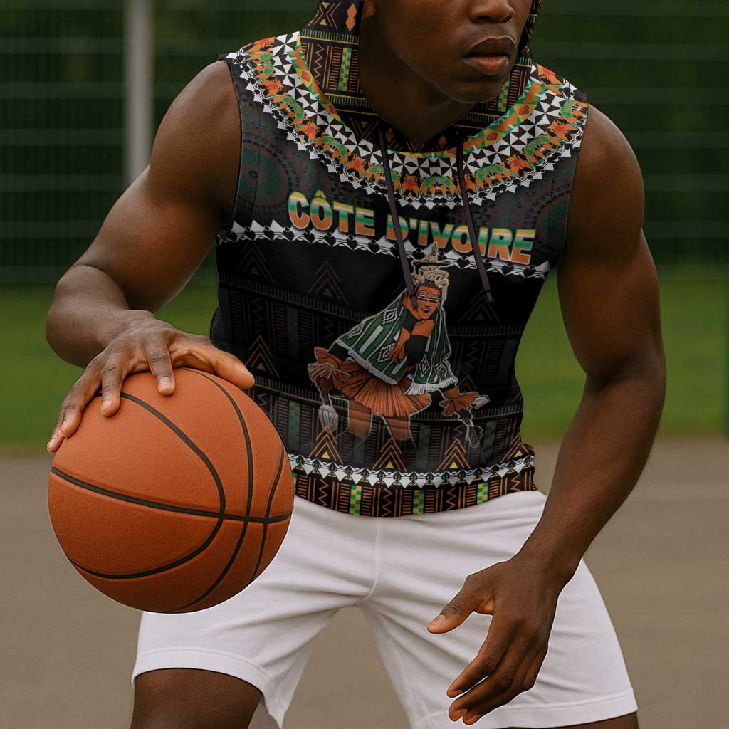 Ivory Coast Festival Of Masks Sleeveless Hoodie Traditional Zaouli Dance - African Pride