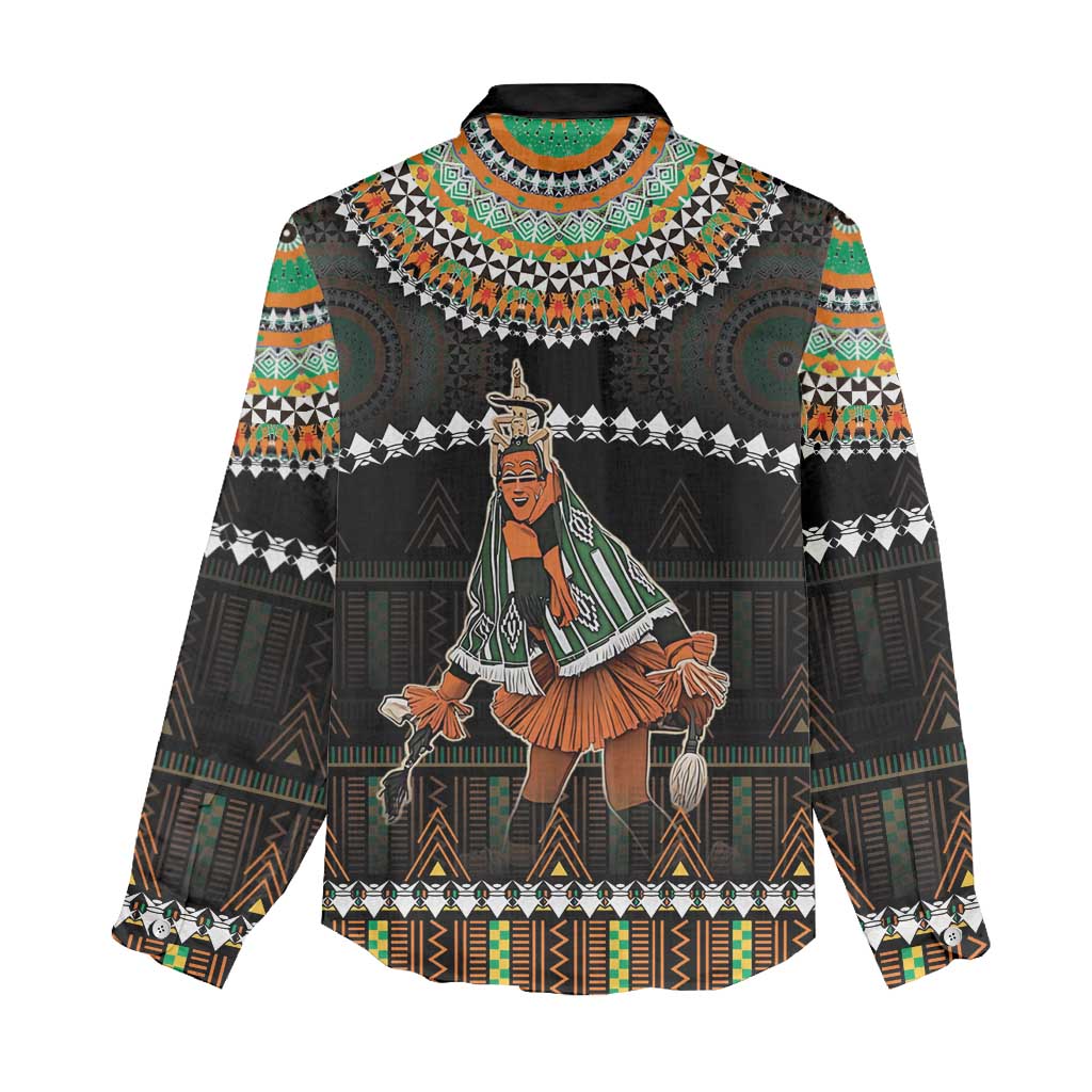 Ivory Coast Festival Of Masks Women Casual Shirt Traditional Zaouli Dance LT05