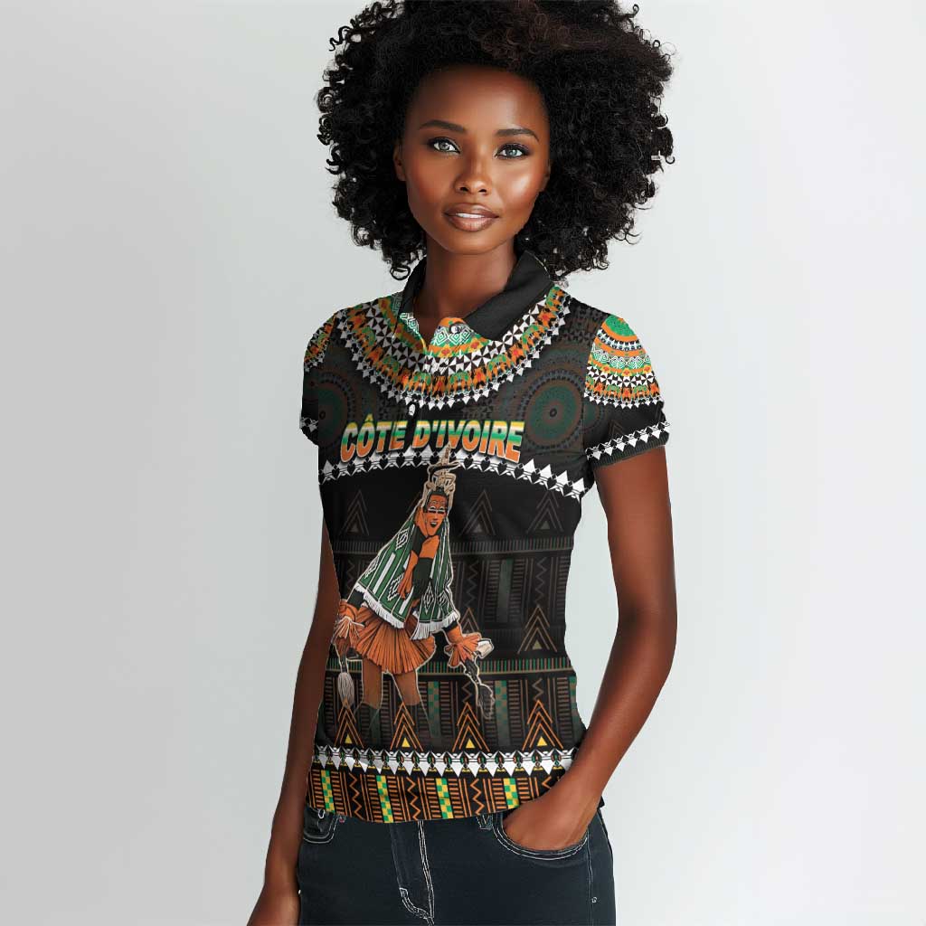 Ivory Coast Festival Of Masks Women Polo Shirt Traditional Zaouli Dance