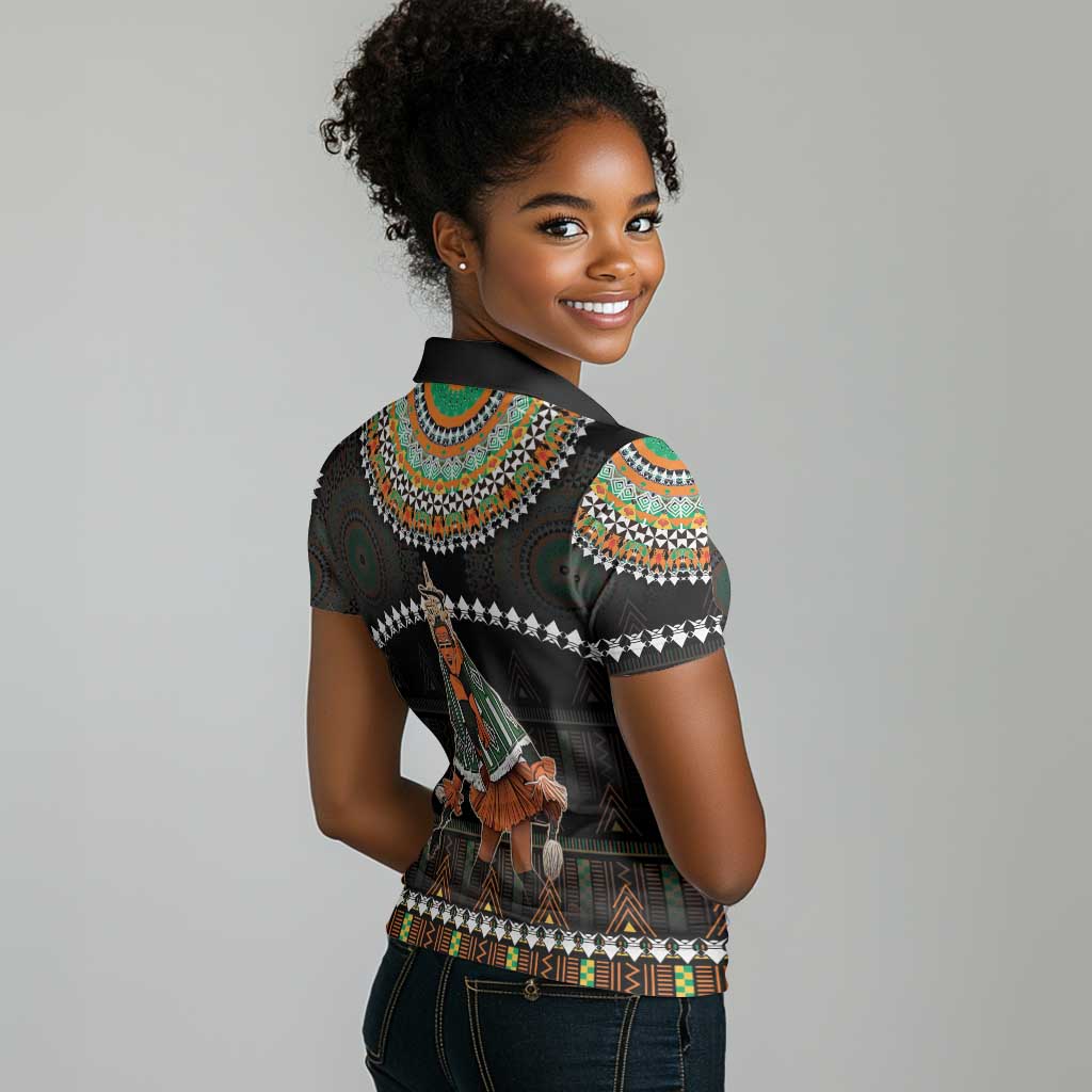 Ivory Coast Festival Of Masks Women Polo Shirt Traditional Zaouli Dance