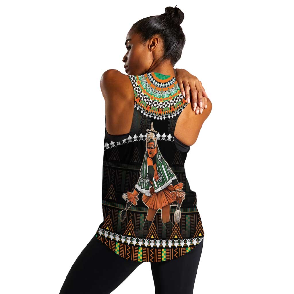 Ivory Coast Festival Of Masks Women Racerback Tank Traditional Zaouli Dance