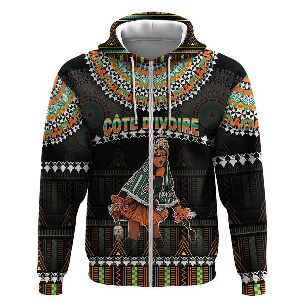Ivory Coast Festival Of Masks Zip Hoodie Traditional Zaouli Dance