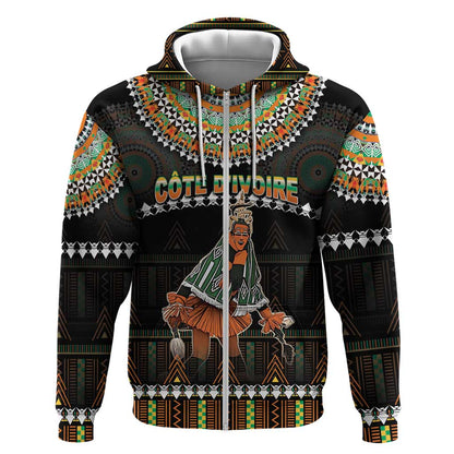 Ivory Coast Festival Of Masks Zip Hoodie Traditional Zaouli Dance