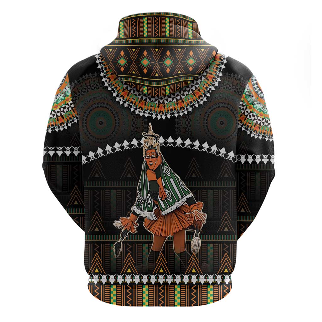 Ivory Coast Festival Of Masks Zip Hoodie Traditional Zaouli Dance