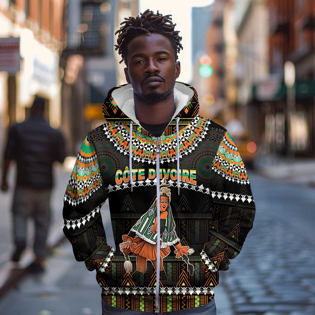 Ivory Coast Festival Of Masks Zip Hoodie Traditional Zaouli Dance