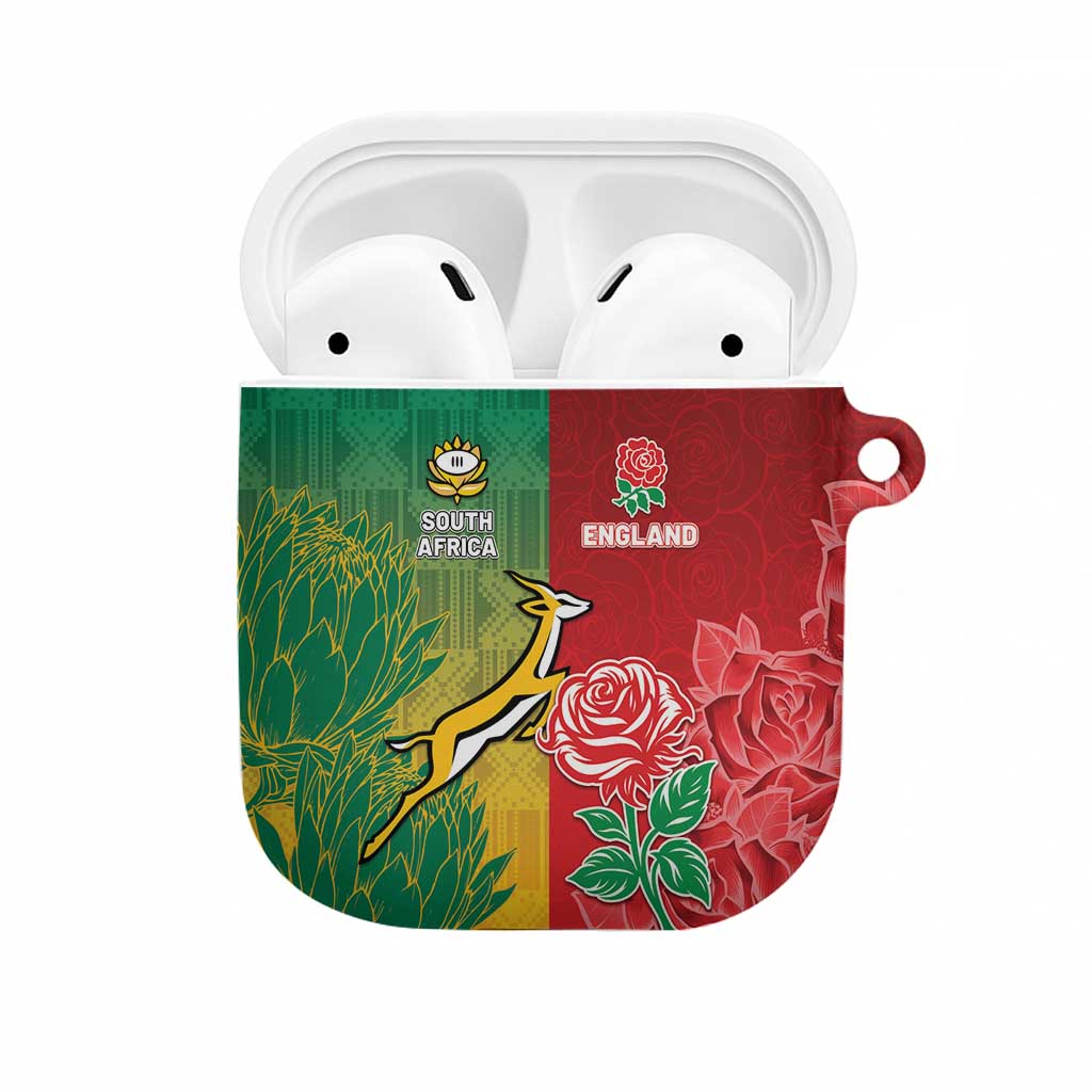 South Africa And England Rugby AirPods Case Springboks And Red Rose Together - African Pride