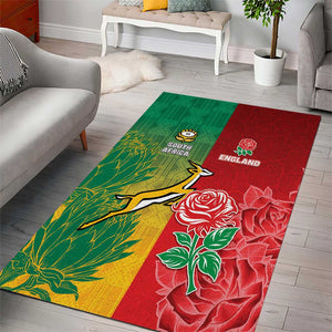 South Africa And England Rugby Area Rug Springboks And Red Rose Together - African Pride