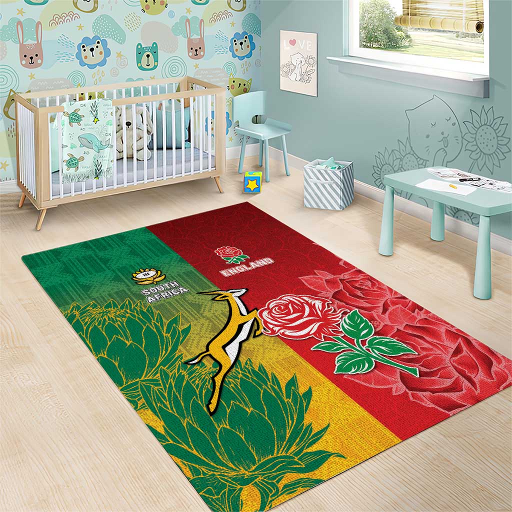 South Africa And England Rugby Area Rug Springboks And Red Rose Together - African Pride