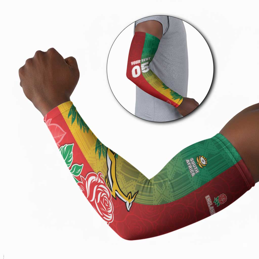 South Africa And England Rugby Custom Arm Sleeves Springboks And Red Rose Together - African Pride