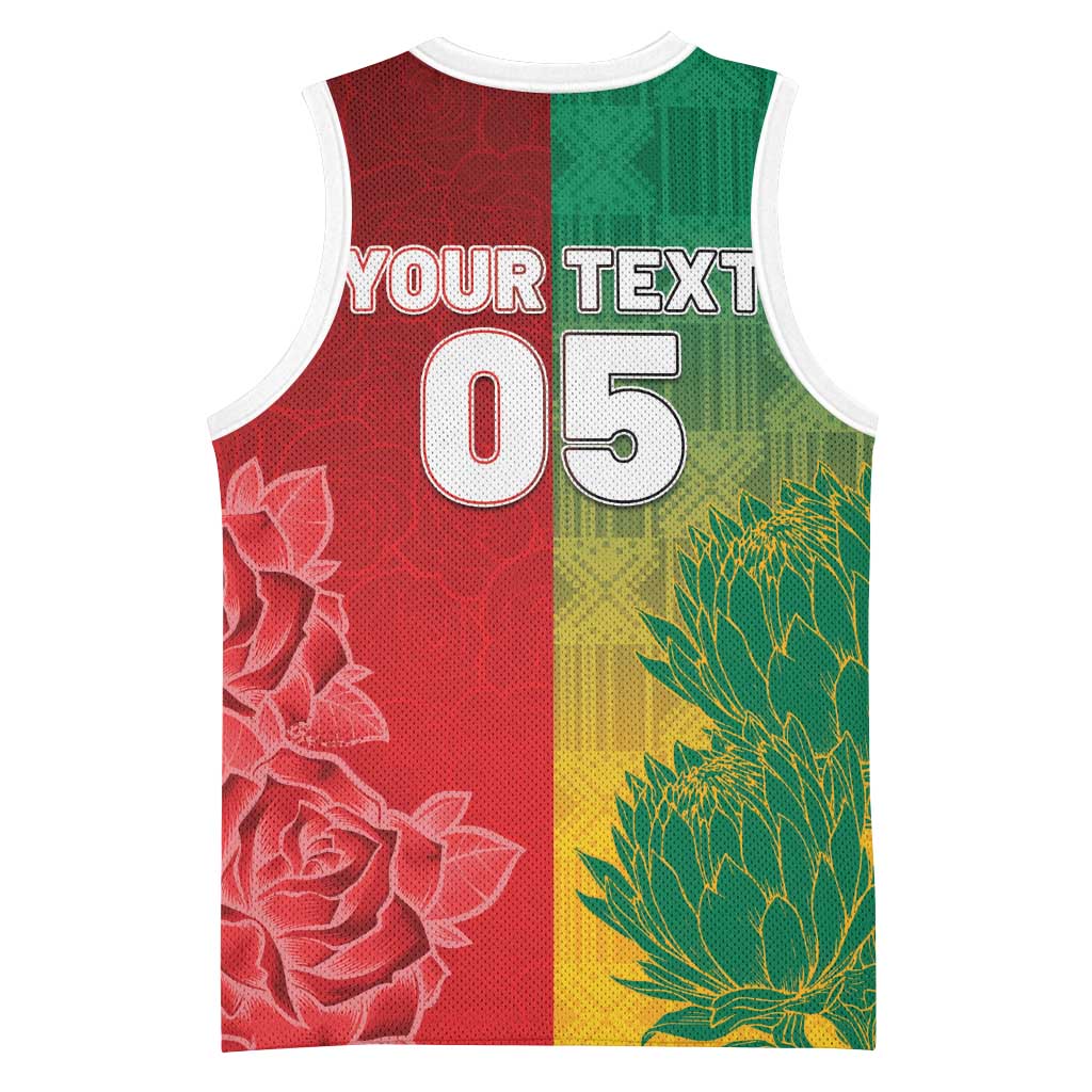 South Africa And England Rugby Custom Basketball Jersey Springboks And Red Rose Together - African Pride