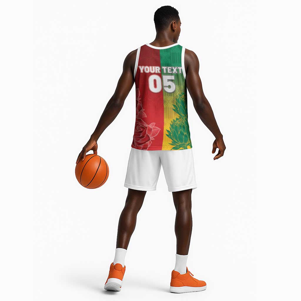 South Africa And England Rugby Custom Basketball Jersey Springboks And Red Rose Together - African Pride