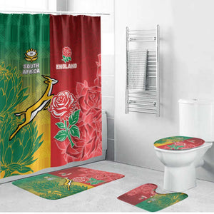 South Africa And England Rugby Bathroom Set Springboks And Red Rose Together - African Pride