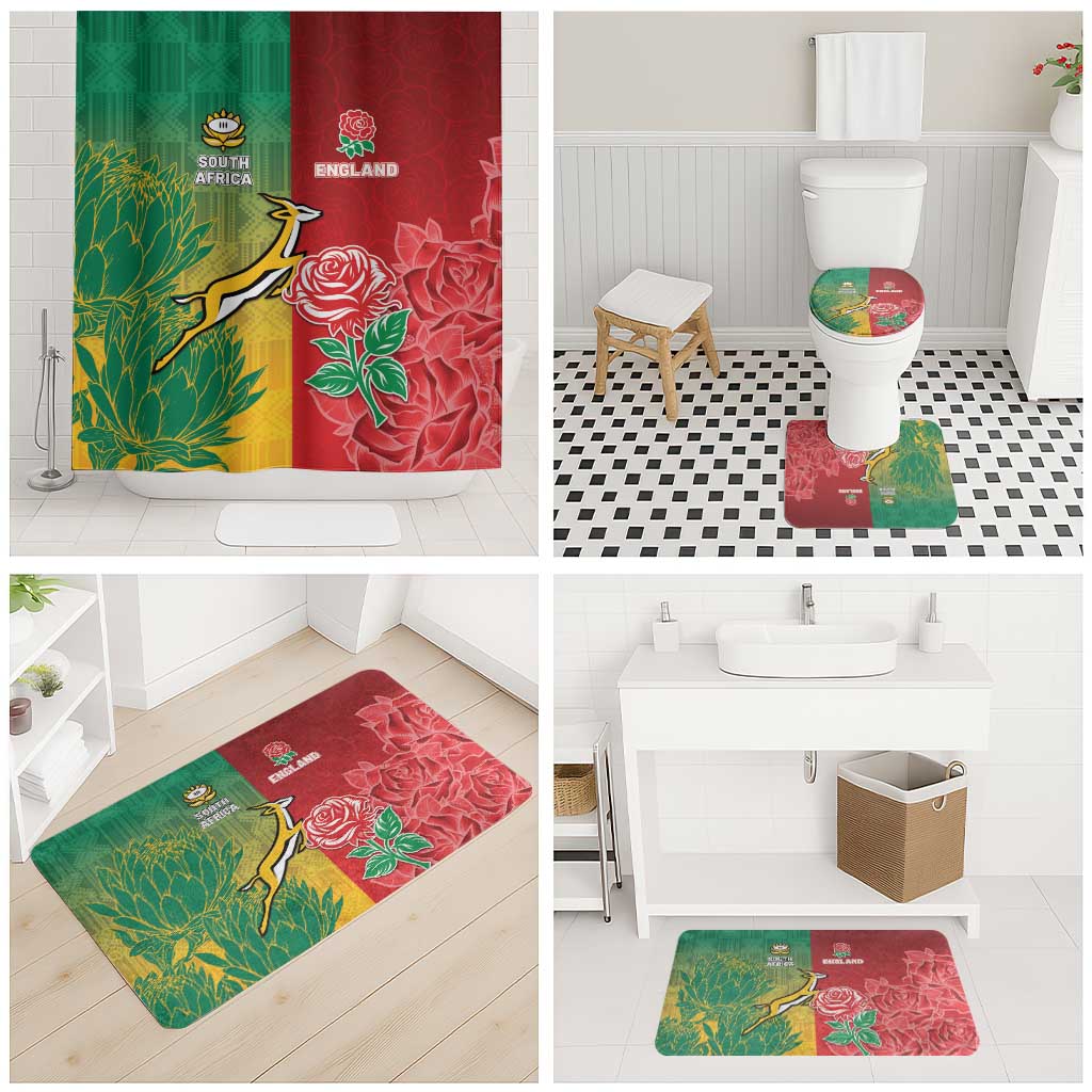 South Africa And England Rugby Bathroom Set Springboks And Red Rose Together - African Pride