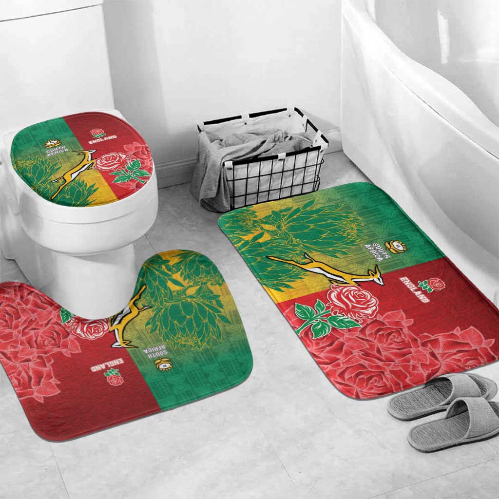 South Africa And England Rugby Bathroom Set Springboks And Red Rose Together - African Pride
