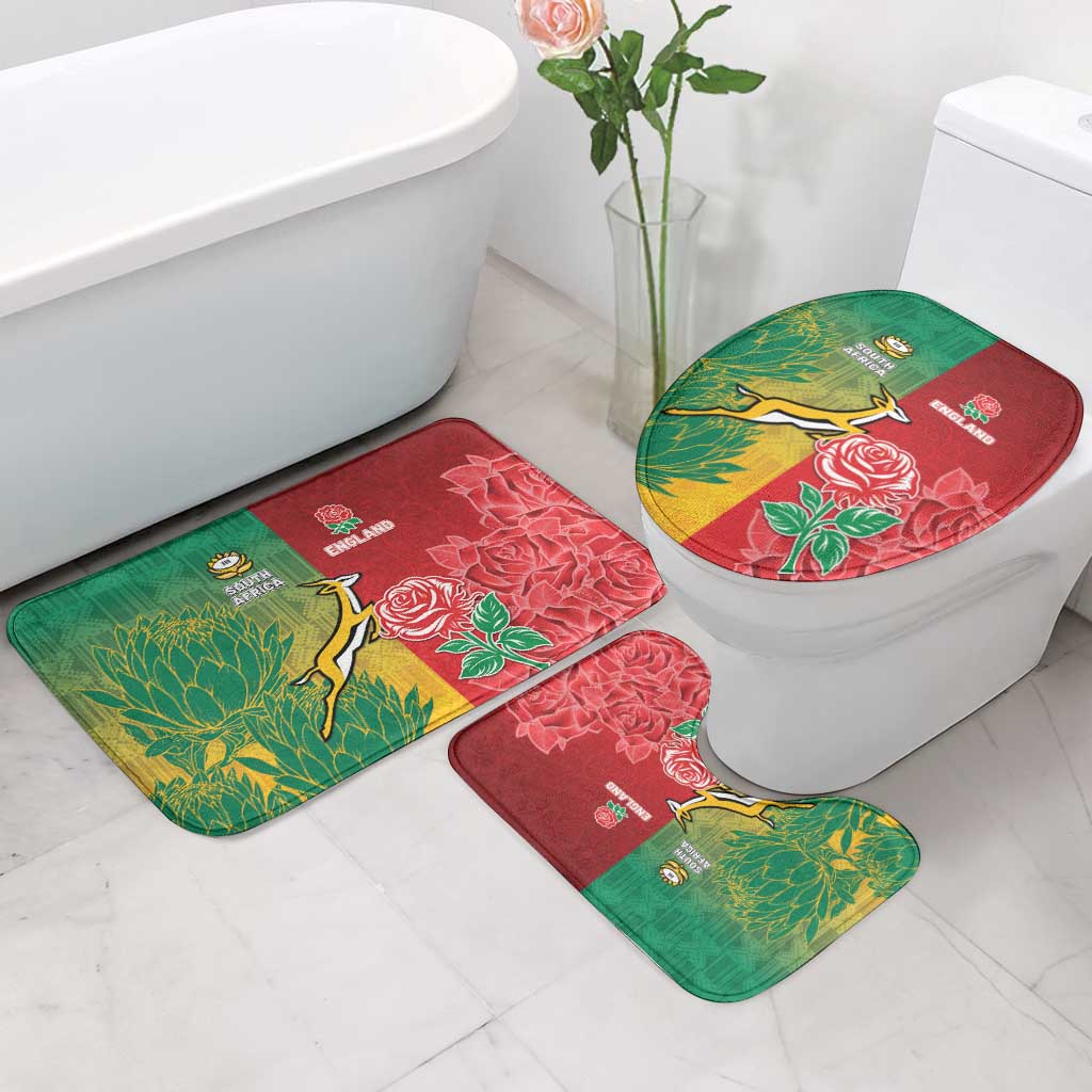 South Africa And England Rugby Bathroom Set Springboks And Red Rose Together - African Pride