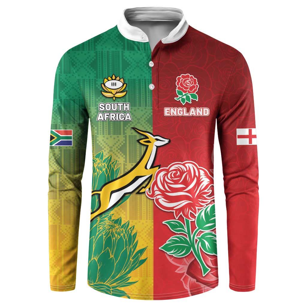 Springbok Roses South Africa And England Rugby Custom Button Sweatshirt Springboks And ...