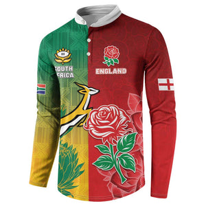South Africa And England Rugby Custom Button Sweatshirt Springboks And Red Rose Together