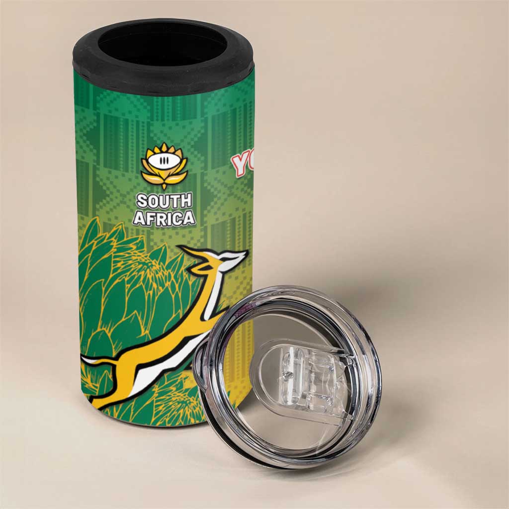 South Africa And England Rugby Custom 4 in 1 Can Cooler Tumbler Springboks And Red Rose Together - African Pride