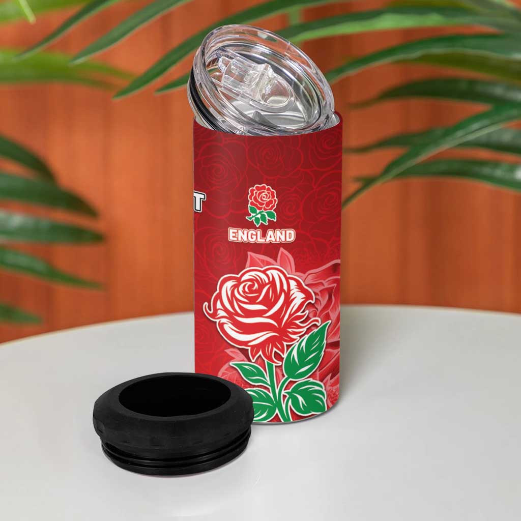 South Africa And England Rugby Custom 4 in 1 Can Cooler Tumbler Springboks And Red Rose Together - African Pride